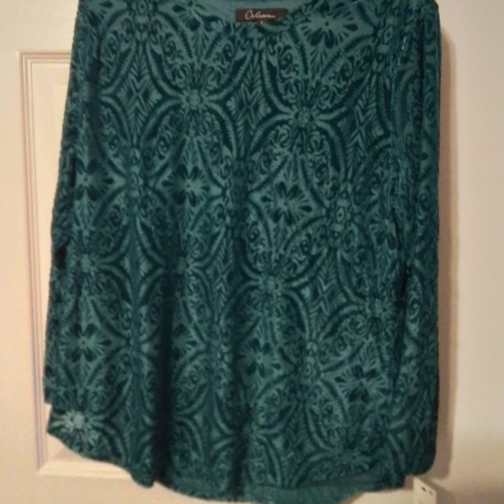 Calessa Teal Patterned Top